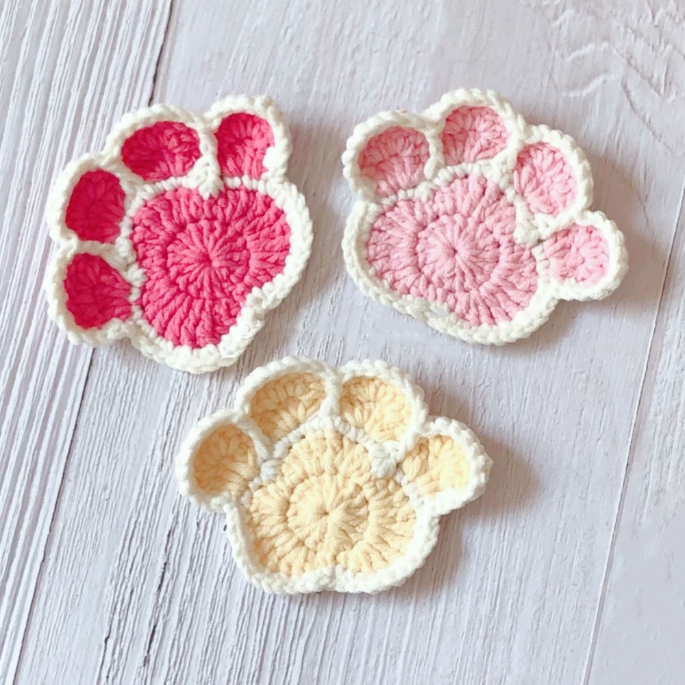 Handmade Crochet CAT/DOG PAW Coasters